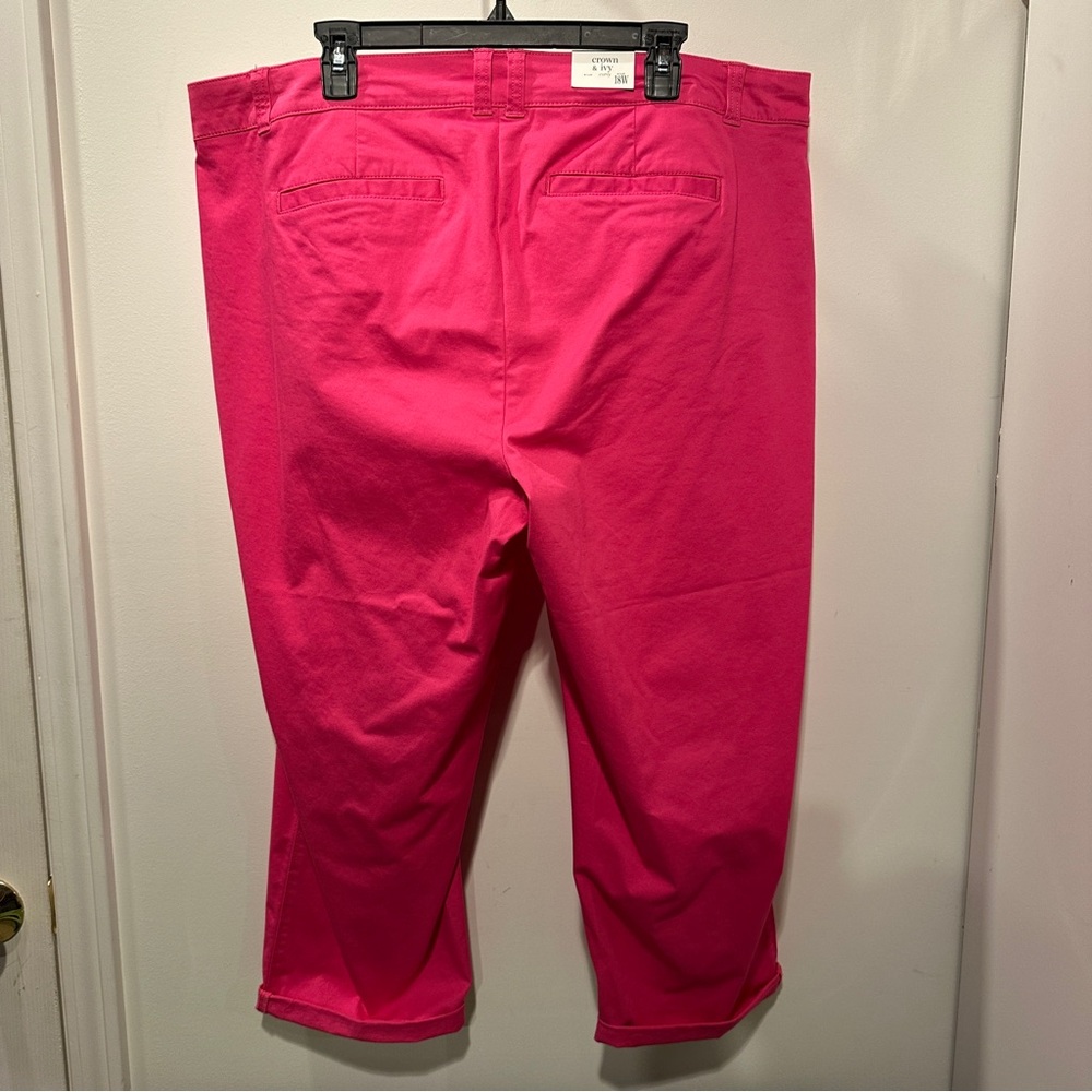 NEW With Tags crown & ivy Bright Pink Cropped Ankle Pants - 18W - Picture 6 of 6